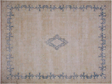 handmade Vintage Brown Blue Hand Knotted RECTANGLE 100% WOOL area rug 10x13